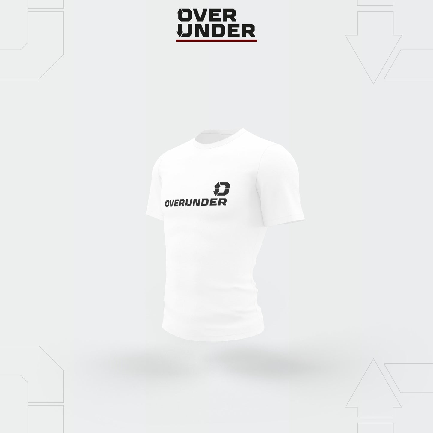 Rash Guard Short Sleeve White Overunder Classic (Grappling, No Gi Jiu Jitsu, MMA, Muay Thai)