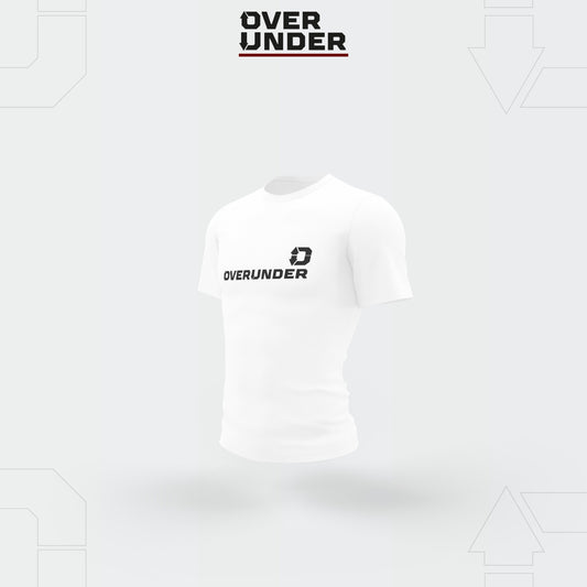 Rash Guard Short Sleeve White Overunder Classic (Grappling, No Gi Jiu Jitsu, MMA, Muay Thai)